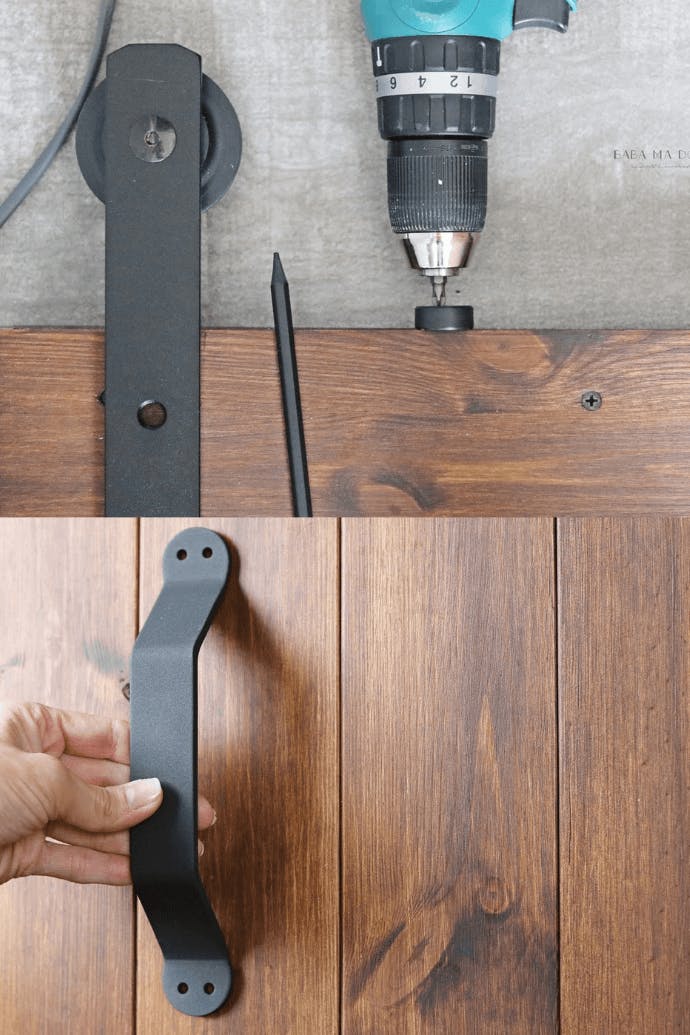 poignée noire pour portes coulissantes en bois