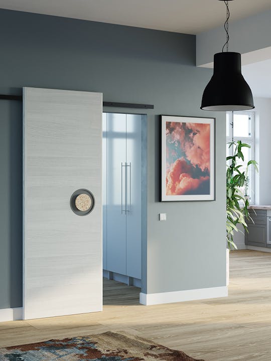 minimalist designer sliding door white