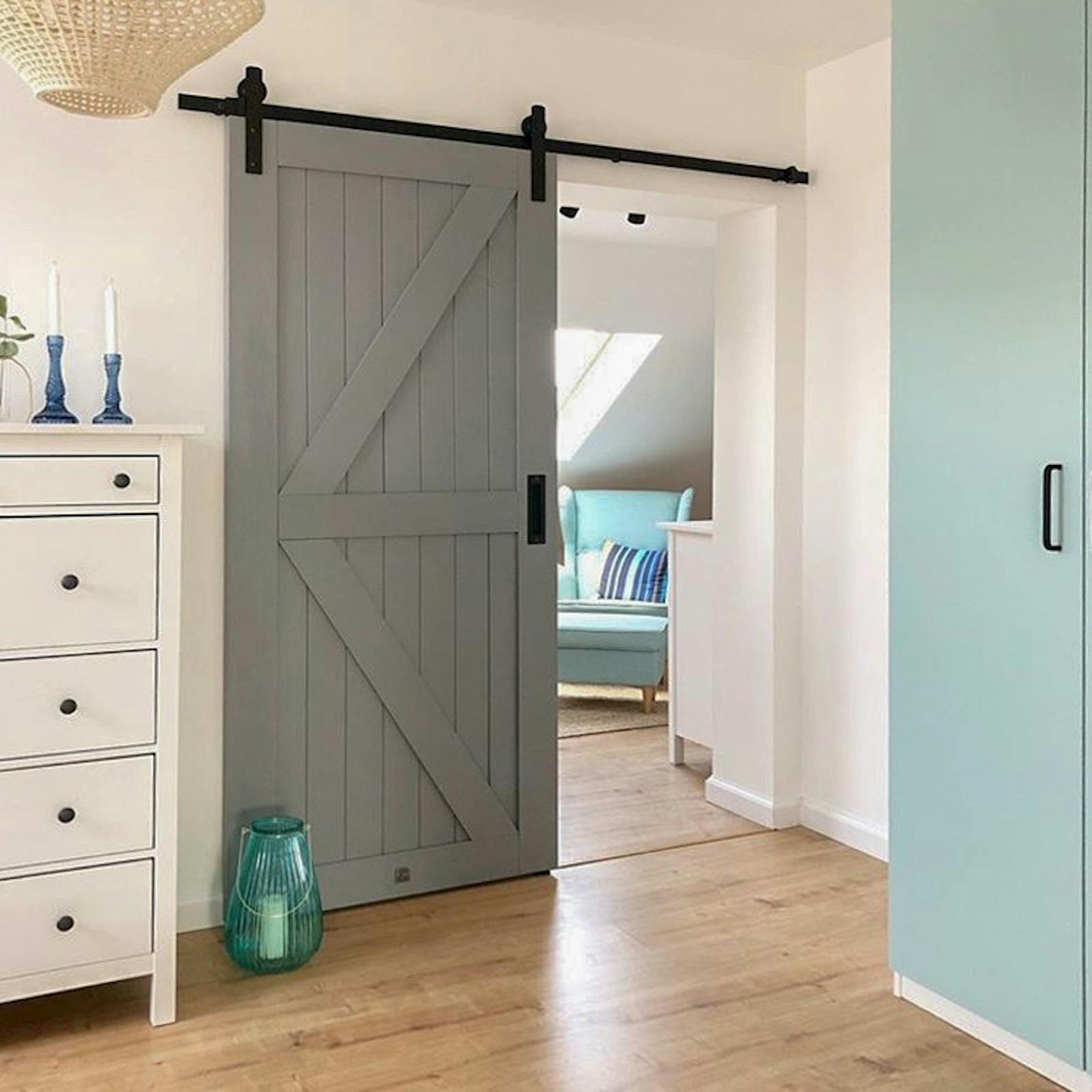 The combination of rustic and modern with grey sliding door RENO