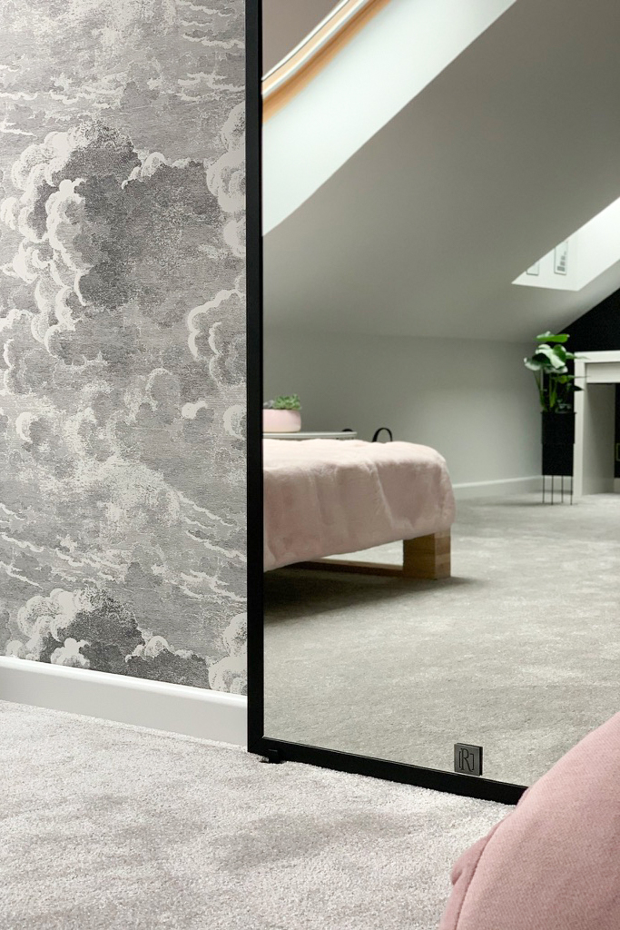 Schiebespiegel, der Eingang zur Ankleide, grau, rosafarben, Teenager Raum