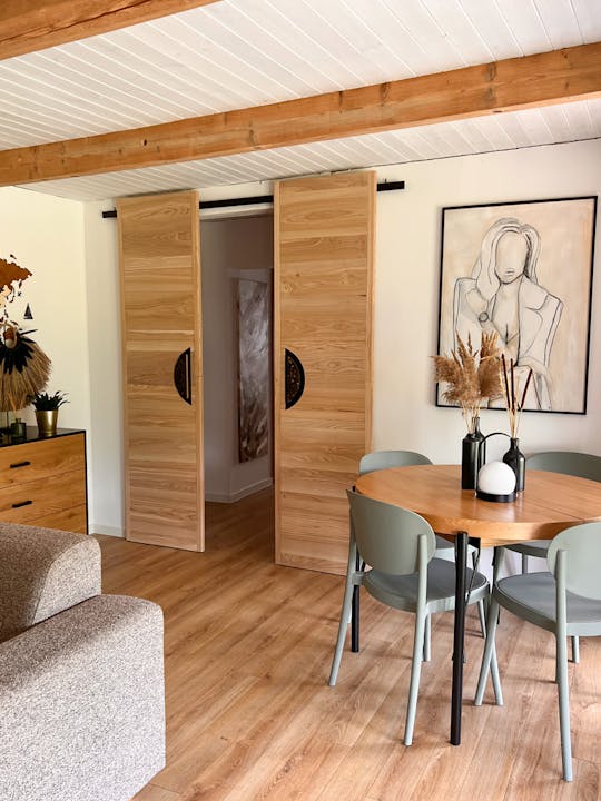 minimalist double sliding doors in the living room