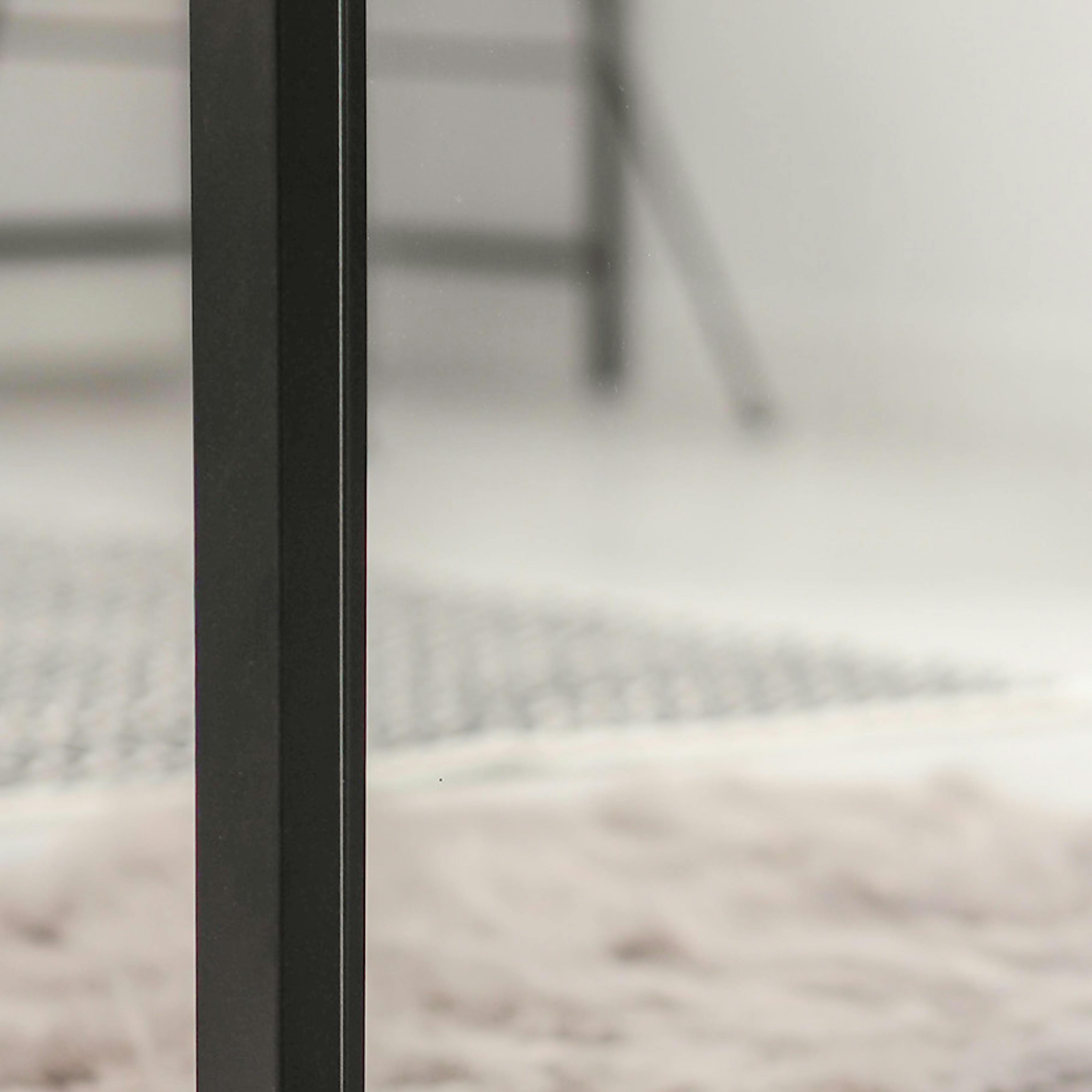 porte en verre transparent dans un cadre en métal noir