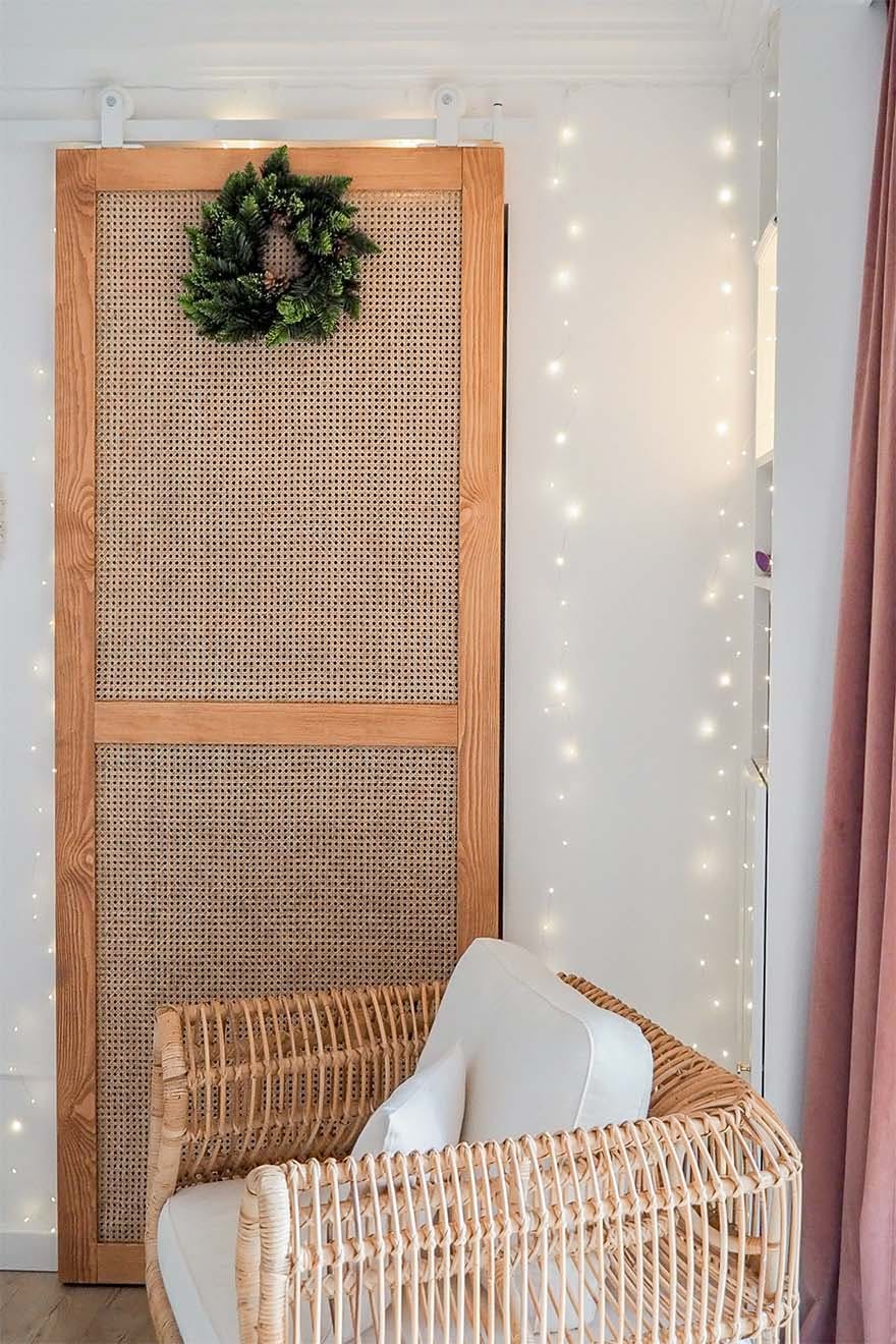 portes de placard coulissantes en rotin